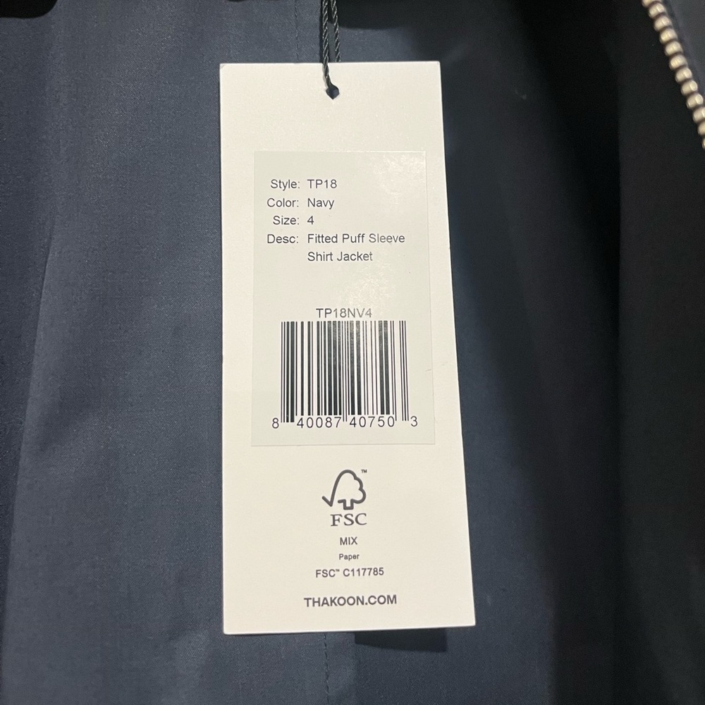 NWT Thakoon Puff Sleeve Shirt Jacket in Navy, Size 4, Small. - Picture 10 of 12